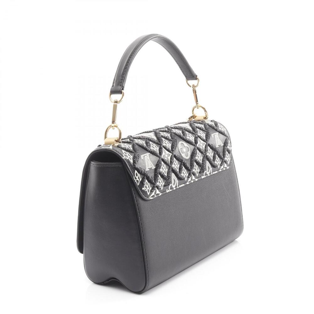 Louis Vuitton handbag white 1984 leather Twist SINCE black gray